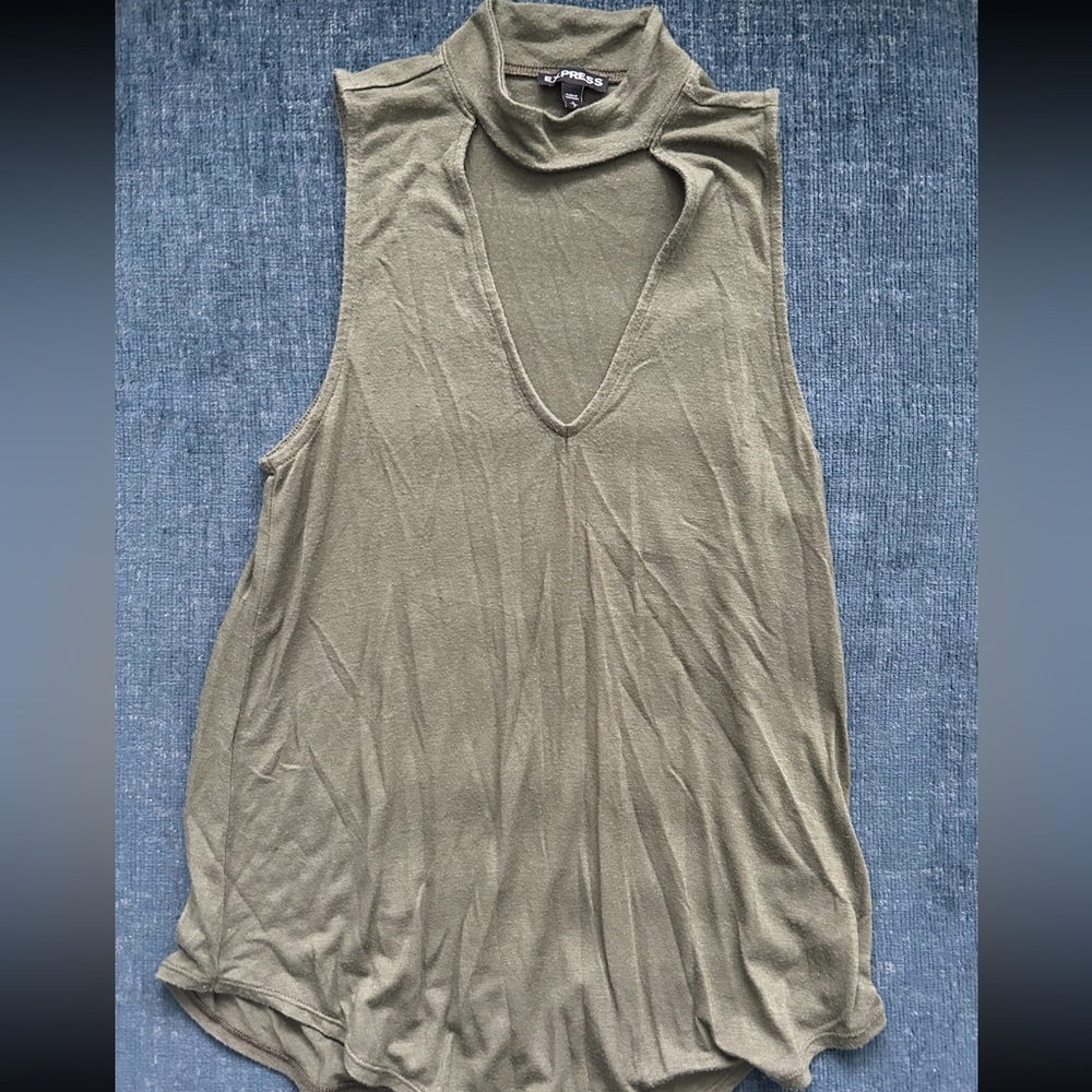 Express Olive Sleeveless Muscle Tee